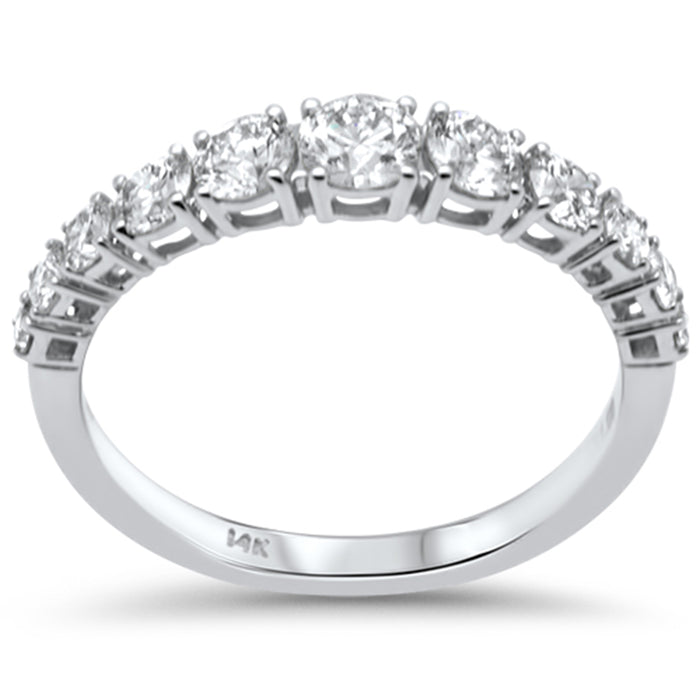 SPECIAL!1.00ct G SI 14K White Gold Diamond Graduated Band Ring Size 7