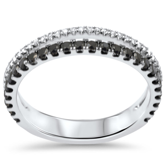 SPECIAL! .60ct G SI 14K White Gold Black & White Diamond Band Ring Size 7