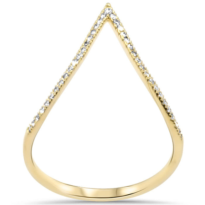 .12ct G SI 14K Yellow Gold Diamond V Shape Ladies Band Ring Size 6.5