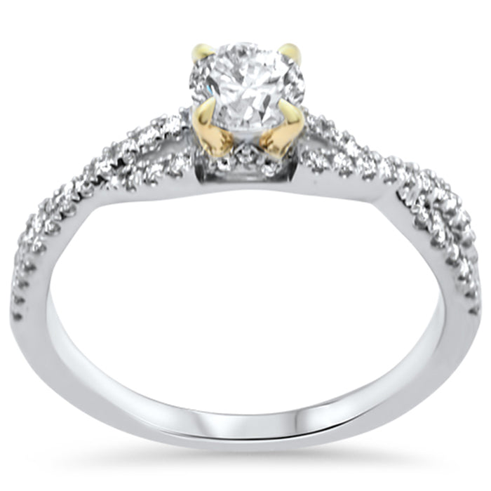 SPECIAL!.75ct G SI 14K Two Tone Gold Round Diamond Engagement Ring Size 6.5