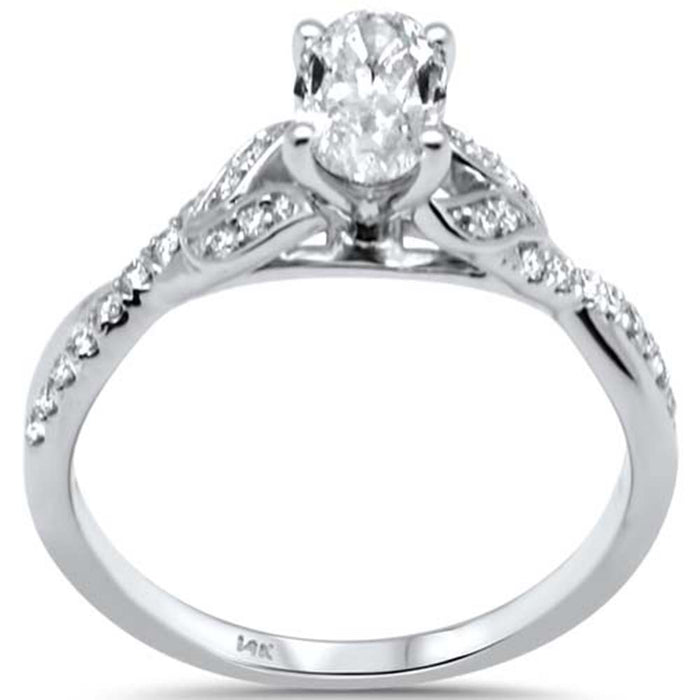 SPECIAL!.84ct G SI 14K White Gold Oval Shape Diamond Engagement Ring Size 6.5