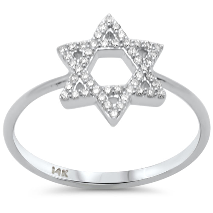 .17ct G SI 14K White Gold Diamond Star of David Ring Size 6.5