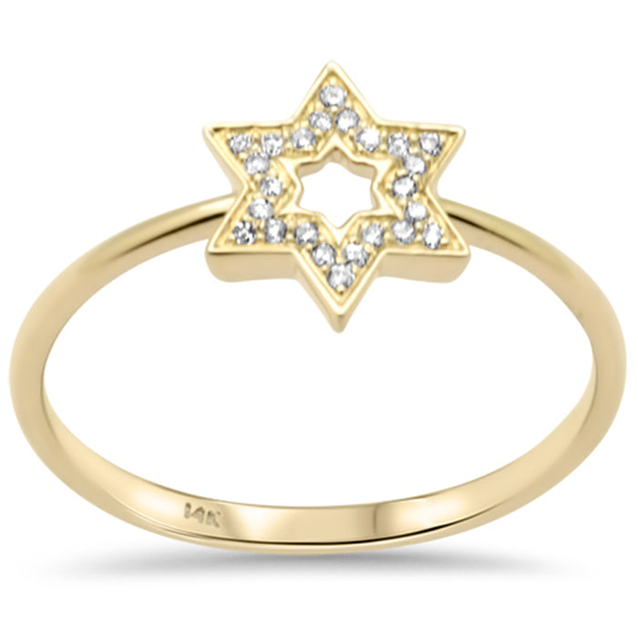 .07ct G SI 14K Yellow Gold Diamond Star of David Ring Size 6.5