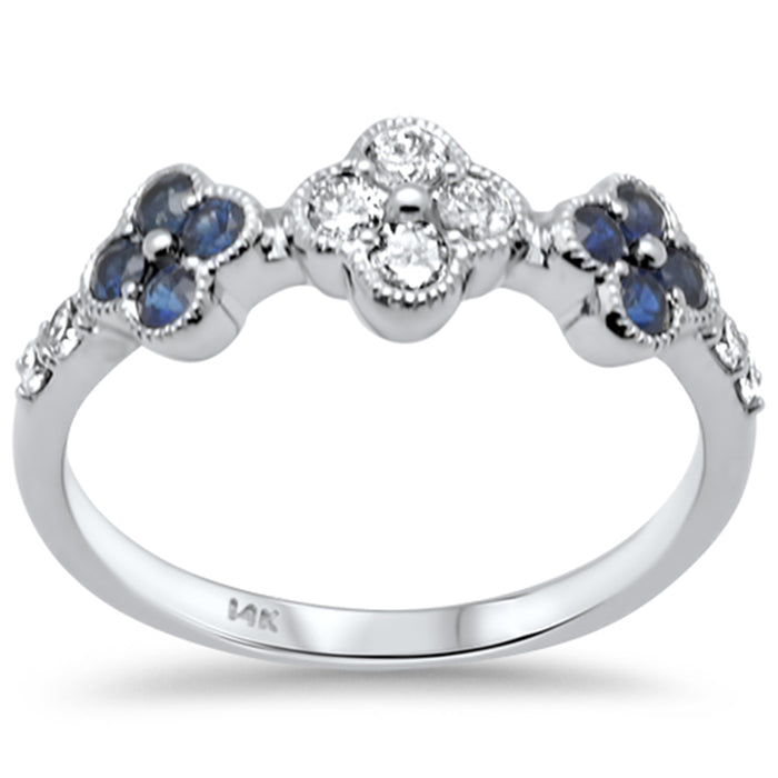 SPECIAL! .51ct G SI 14K White Gold Diamond & Blue Sapphire Ring Size 6.5