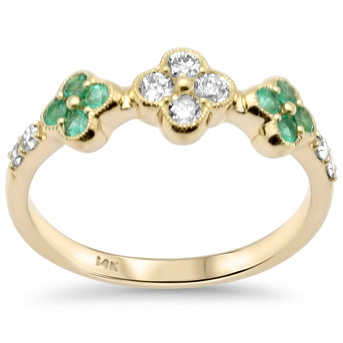 SPECIAL! .46ct G SI 14K Yellow Gold Diamond & Emerald Gemstones Ring Size 6.5