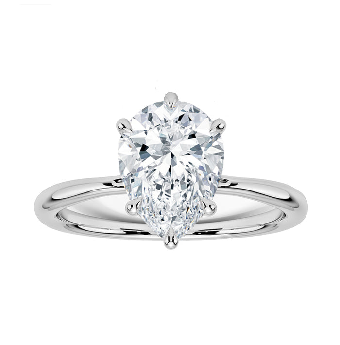SPECIAL!.60ct G SI 14K White Gold Pear Shape Diamond Solitaire Ladies Ring
