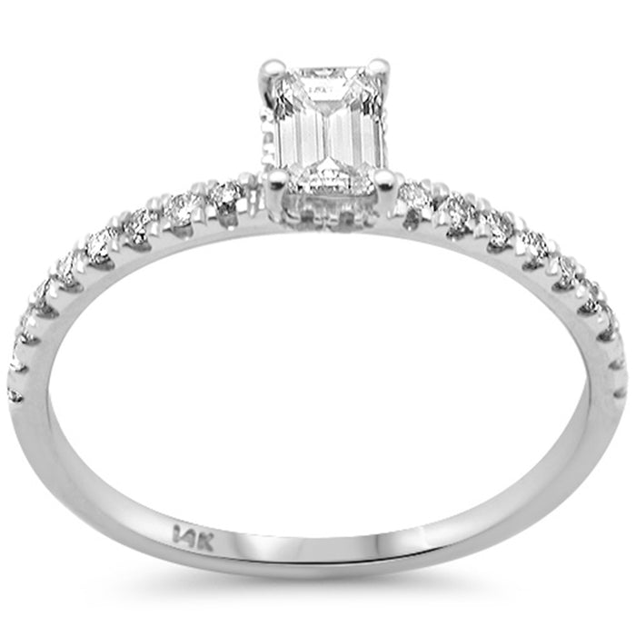 SPECIAL!.58ct G SI 14K White Gold Emerald Cut Diamond Engagement Ring Size 6.5