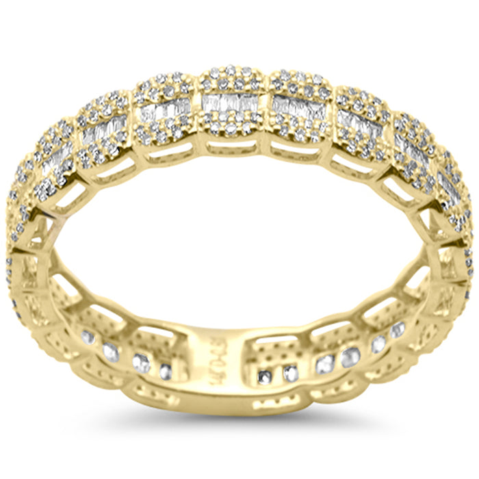 SPECIAL! .66ct G SI 14K Yellow Gold Men's Round & Baguette Diamond Ring Band Size 10