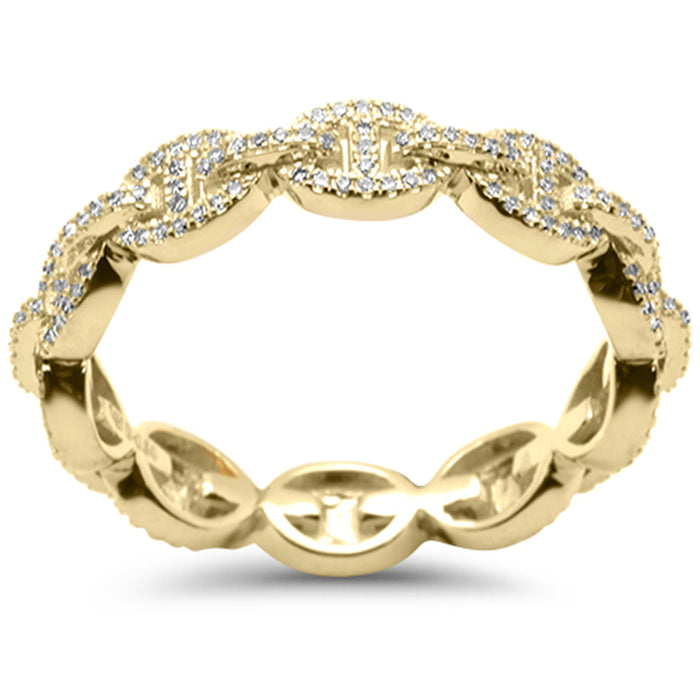 SPECIAL! .39ct G SI 14K Yellow Gold Men's Diamond Mariner Link Style Ring Band Size 10