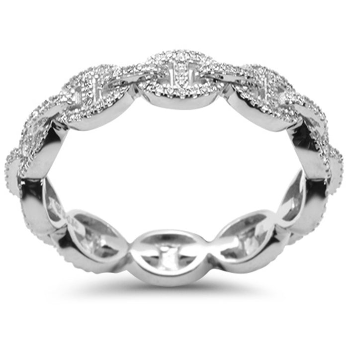 SPECIAL! .37ct G SI 14K White Gold Men's Diamond Mariner Link Style Ring Band Size 10