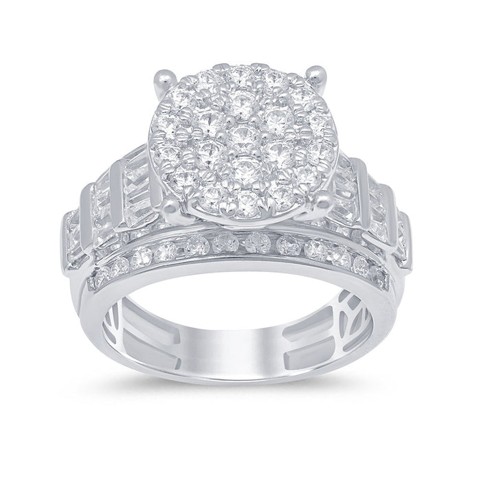 SPECIAL! 2.00ct G SI 14K White Gold Diamond Round & Baguette Ring Size 6.5