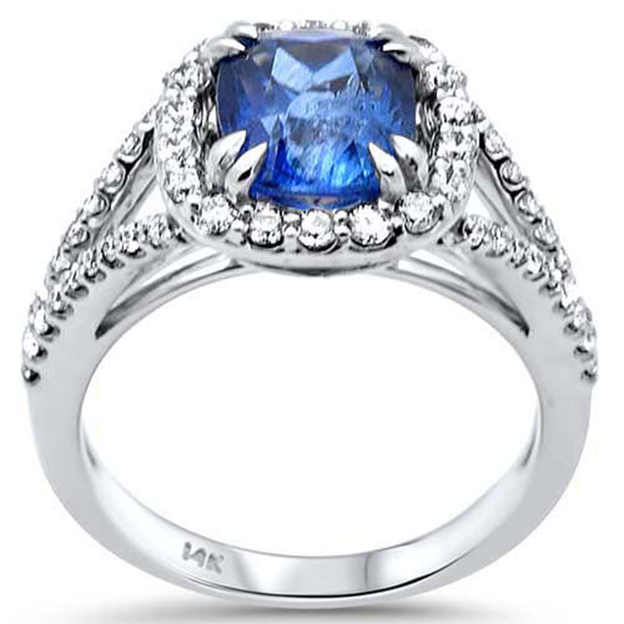 SPECIAL! 3.64ct G SI 14K White Gold Diamond & Blue Sapphire Gemstone Ring Size 6.5