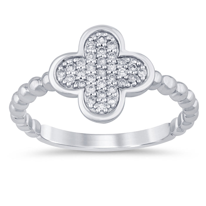 SPECIAL! .15ct G SI 14K White Gold Diamond Clover Ring Size 6.5