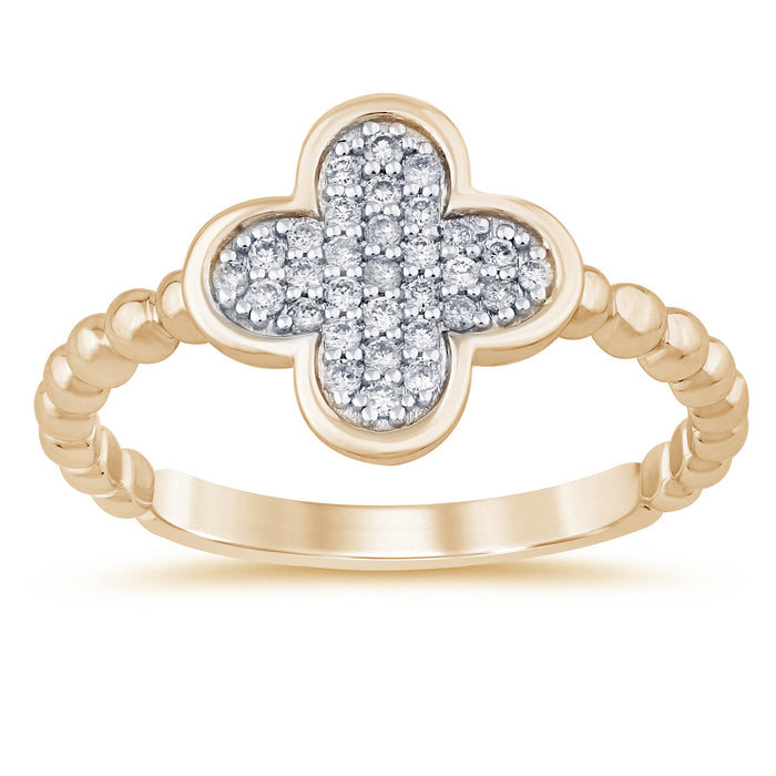 SPECIAL! .16ct G SI 14K Yellow Gold Diamond Clover Ring Size 6.5