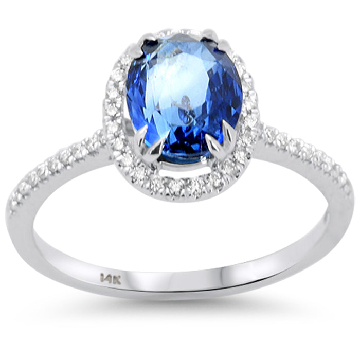 SPECIAL! 2.39ct G SI 14K White Gold Diamond & Blue Sapphire Gemstone Ring Size 6.5