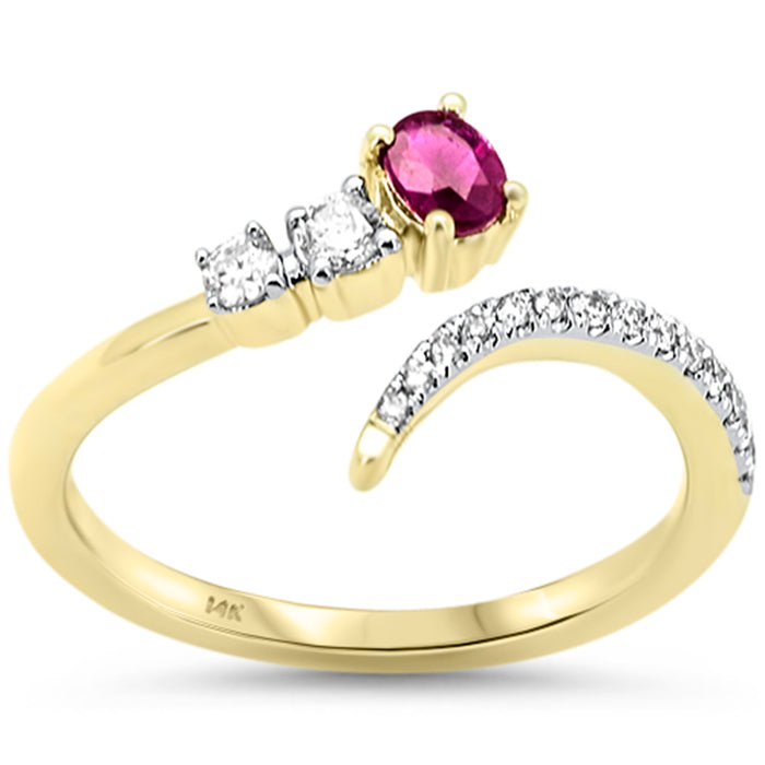 SPECIAL! .41ct G SI 14K Yellow Gold Diamond & Ruby Gemstones Open Ring Size 6.5
