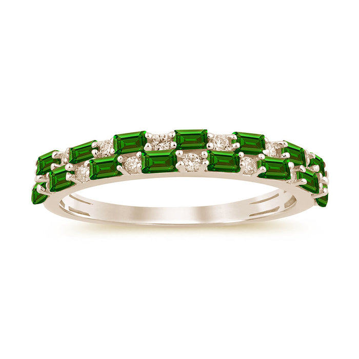 SPECIAL! .66ct G SI 14K Yellow Gold Diamond & Emerald Gemstones Ring Band Size 6.5