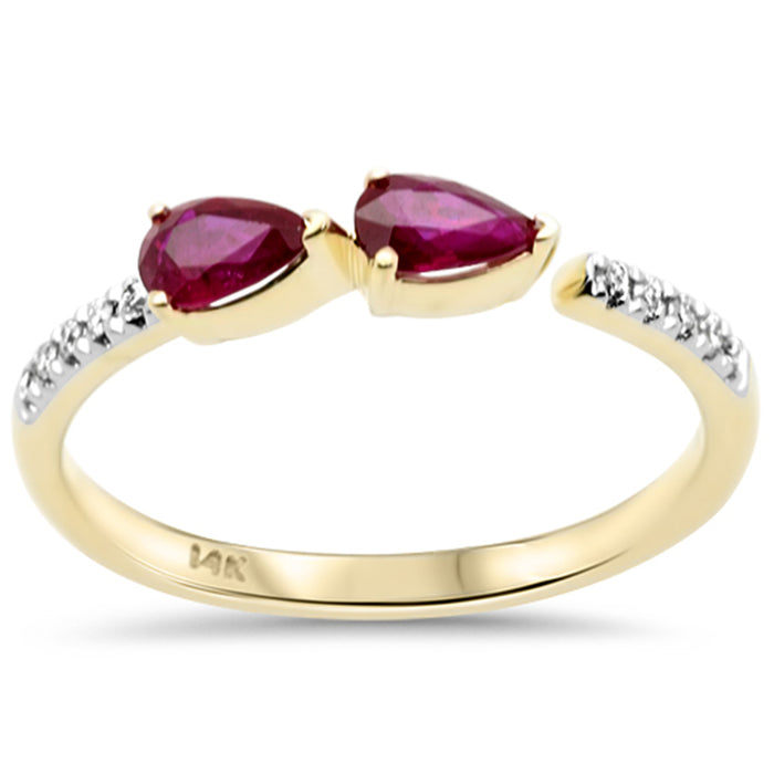 .55ct G SI 14K Yellow Gold Diamond & Ruby Gemstone Ring Band Size 6.5