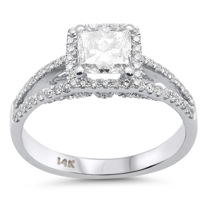 SPECIAL! 1.52ct G SI Center 1.00ct White Gold Diamond Princess Cut Engagement Ring