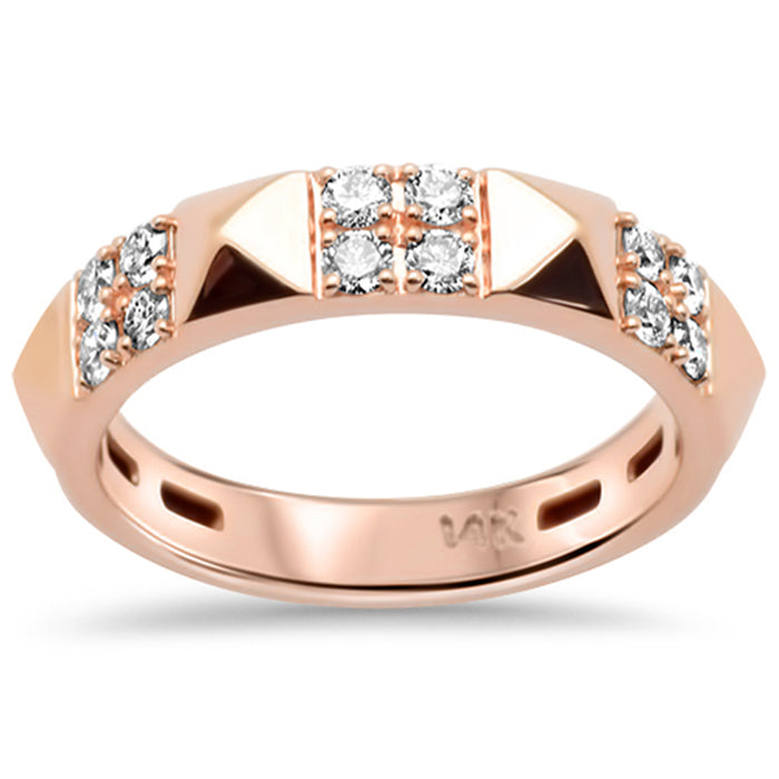 SPECIAL!.36ct G SI 14K Rose Gold Diamond Spike Studded Band Ring Size 6.5