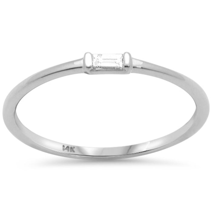 .04ct G SI 14K White Gold Baguette Diamond Accent Band Ring Size 6.5