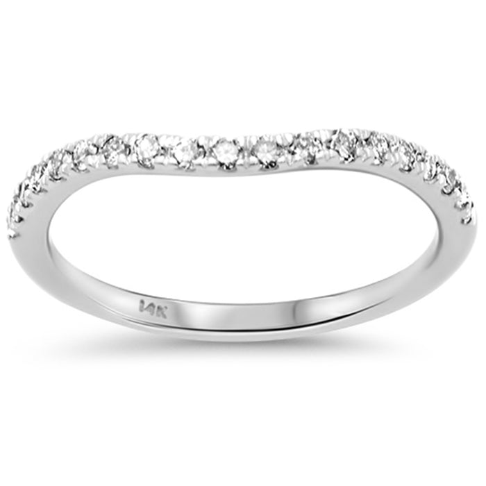 .26ct G SI 14K White Gold Round Diamond Curved Wedding Band Ring Size 6.5
