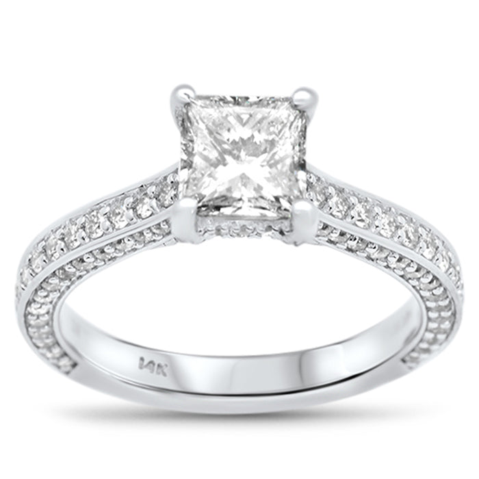 SPECIAL!1.87ct G SI 14K White Gold Princess Cut Diamond Engagement Ring Size 6.5