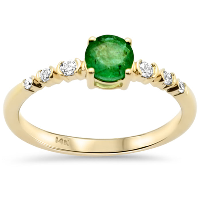 SPECIAL! .60ct G SI 14K Yellow Gold Diamond & Emerald Gemstone Ring Size 6.5
