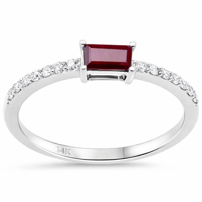 SPECIAL! .47ct G SI 14K White Gold Diamond & Ruby Gemstone Ring Size 6.5