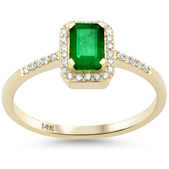 SPECIAL! .72ct G SI 14K Yellow Gold Diamond & Emerald Gemstone Ring Size 6.5