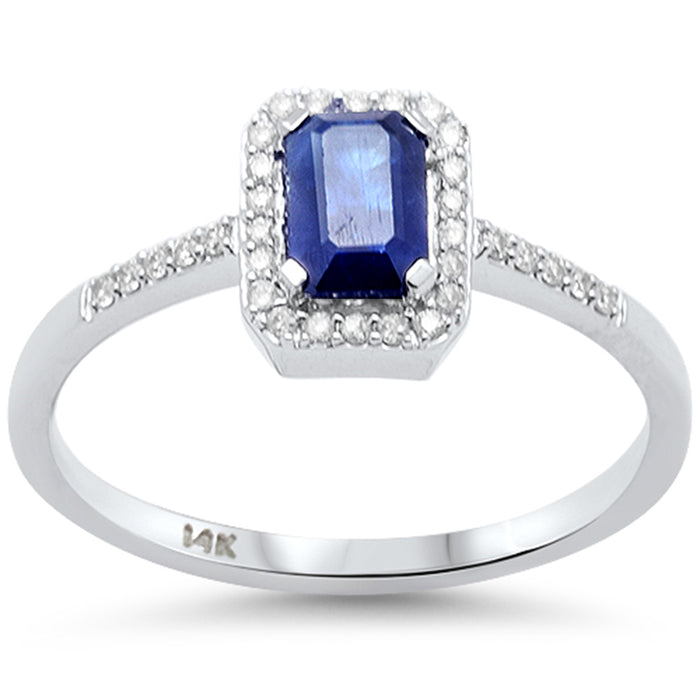 SPECIAL! .68ct G SI 14K White Gold Diamond & Blue Sapphire Gemstone Ring Size 6.5