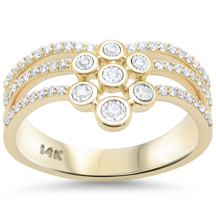 SPECIAL!.32ct G SI 14K Yellow Gold Diamond Multi Band Bezel Set Cluster Ring Size 6.5