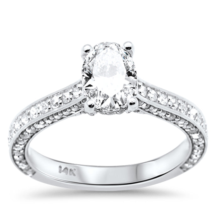 SPECIAL!1.79ct G SI 14K White Gold Oval Shape Diamond Engagement Ring Size 6.5