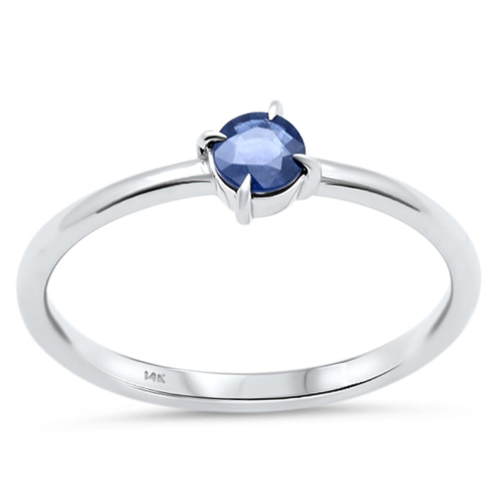 SPECIAL! .30ct G SI 14K White Gold Blue Sapphire Gemstone Solitaire Band Ring Size 6.5