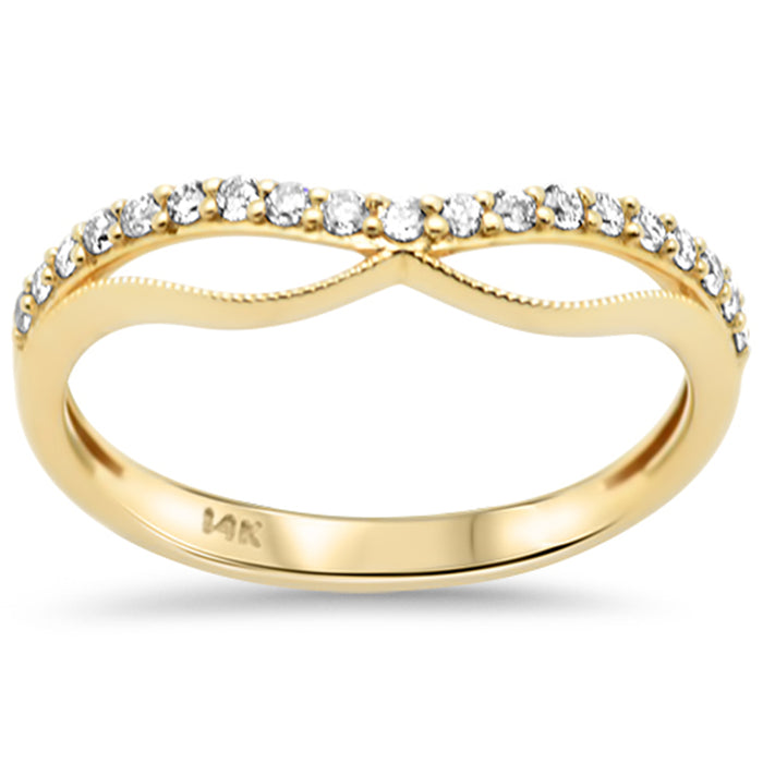 SPECIAL! .19ct G SI 14K Yellow Gold Round Diamond Chevron Trendy Ring Size 6.5