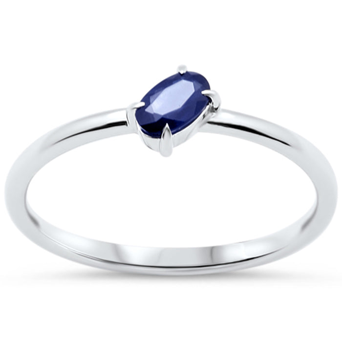 SPECIAL!.33ct G SI 14KT White Gold Blue Sapphire Gemstone Solitaire Ring Size 6.5