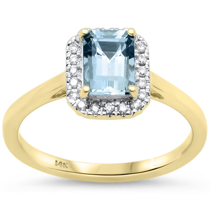 SPECIAL! 1.08ct G SI 14K Yellow Gold Aquamarine Gemstone & Diamond Ring Size 6.5