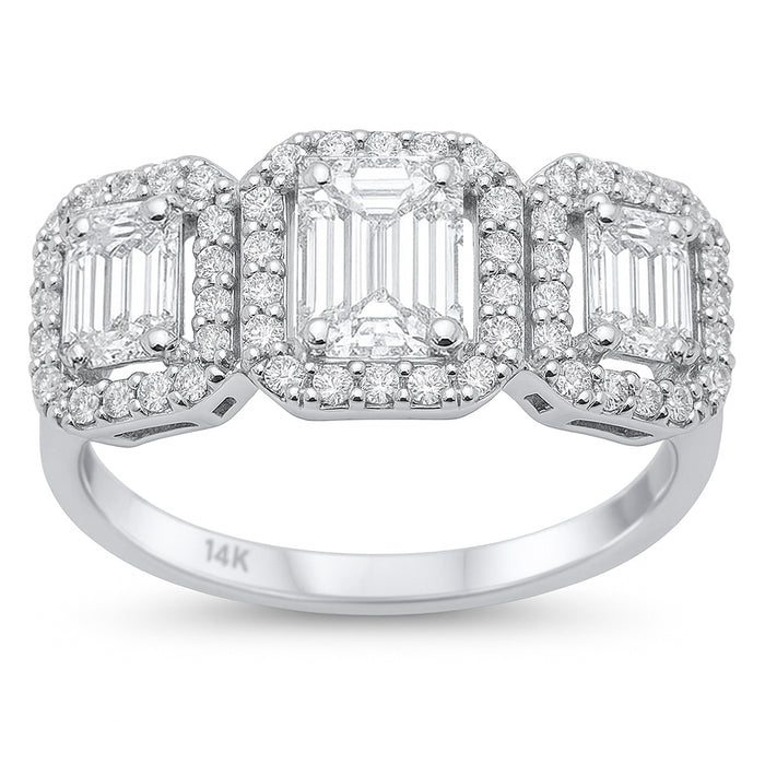 SPECIAL! 1.90ct G SI 14K White Gold Diamond & Emerald Cut Engagement Ring Size 6.5