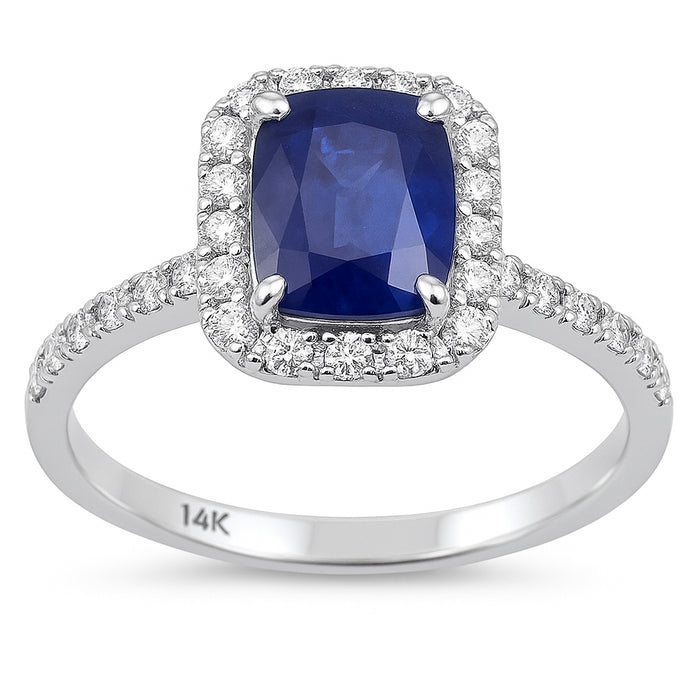 SPECIAL! 2.07ct G SI 14K White Gold Diamond & Blue Sapphire Gemstone Ring Size 6.5