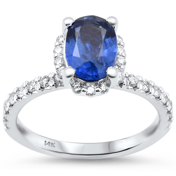 SPECIAL! 2.22ct G SI 14K White Gold Diamond & Blue Sapphire Gemstone Ring Size 6.5