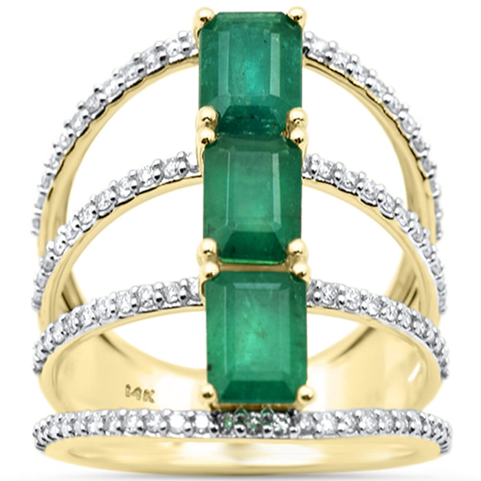 SPECIAL! 3.23ct G SI 14K Yellow Gold Diamond & Emerald Gemstone Ring Size 6.5