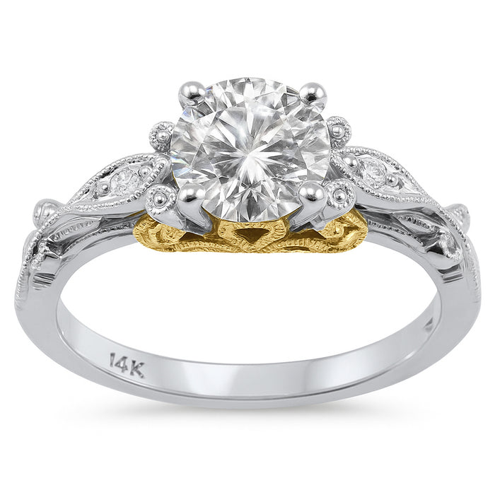 SPECIAL! .95ct G SI 14K Two Tone Gold Round Diamond Engagement Ring Size 6.5