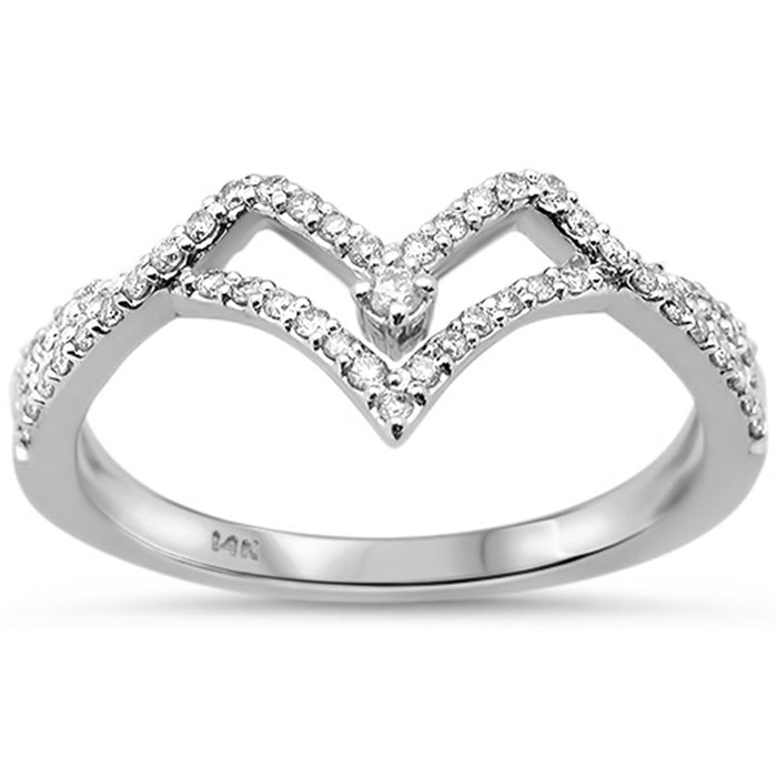 SPECIAL! .25ct G SI 14K White Gold Diamond Chevron Ring Band Size 6.5