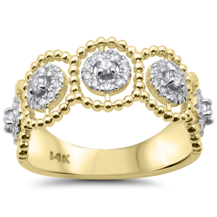 SPECIAL! .37ct G SI 14K Yellow Gold Diamond Beaded Modern Band Ring Size 6.5