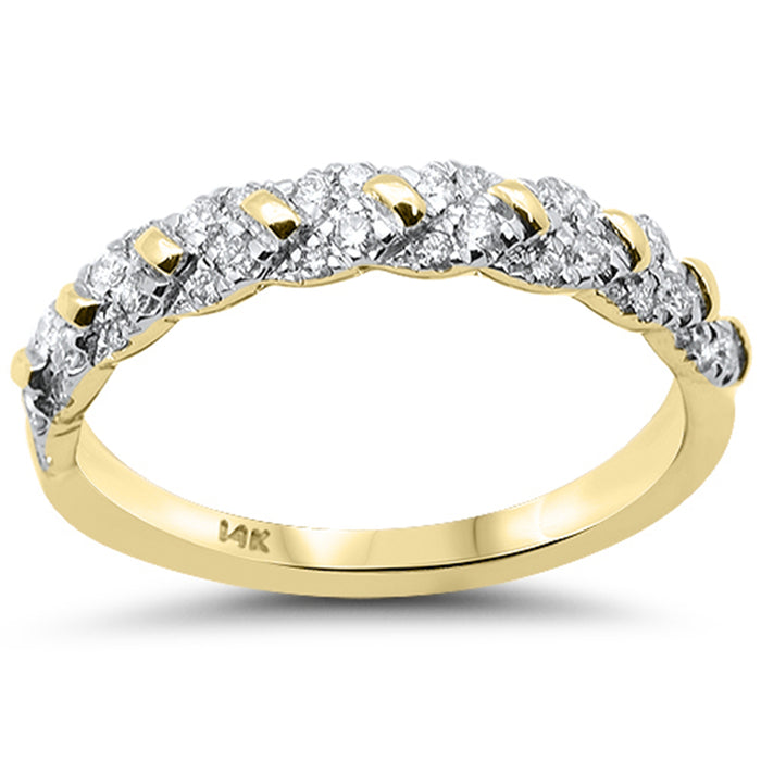 SPECIAL! .24ct G SI 14K Yellow Gold Diamond Fashion Braided Band Ring Size 6.5
