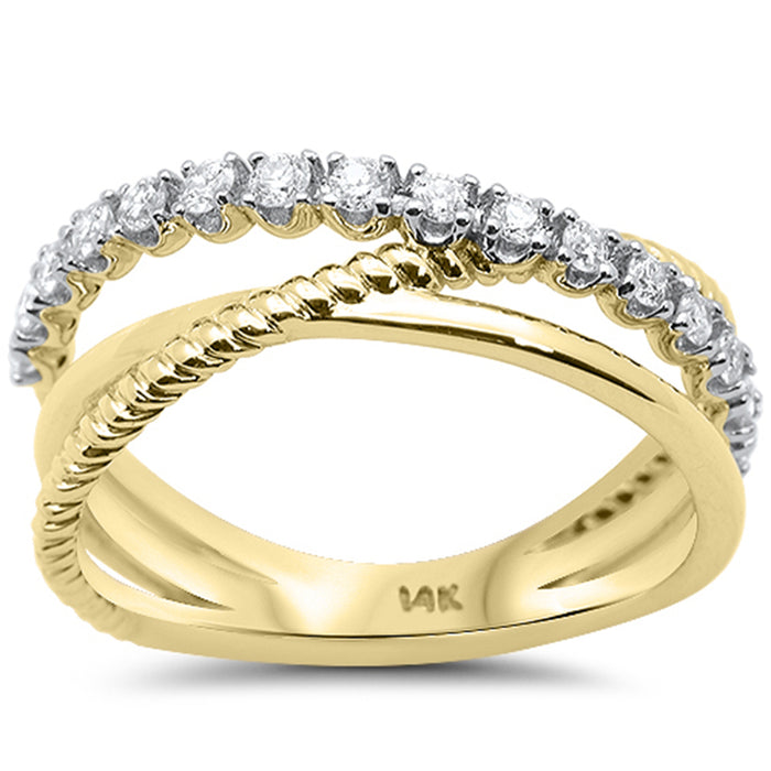 SPECIAL! .29ct G SI 14K Yellow Gold Diamond Multi Band Trendy Modern Band Ring Size 6.5