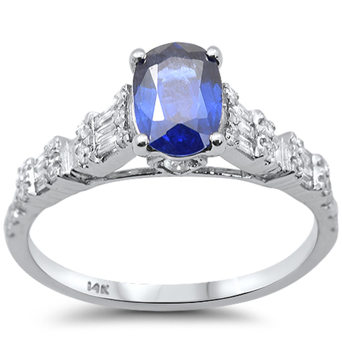 SPECIAL! 1.53ct G SI 14K White Gold Diamond & Blue Sapphire Gemstone Ring Size 6.5