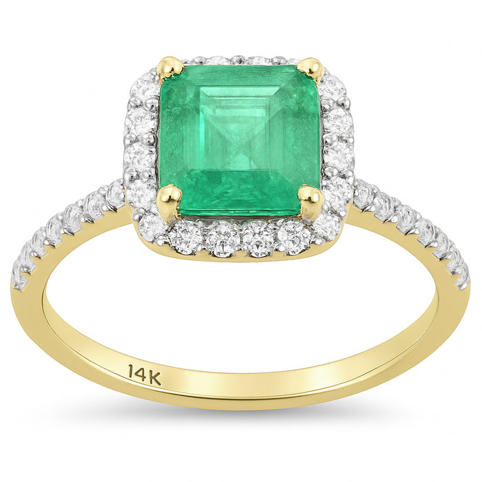 SPECIAL! 1.68ct G SI 14K Yellow Gold Cushion Shape Emerald Gemstone & Diamond Ring Size 6.5