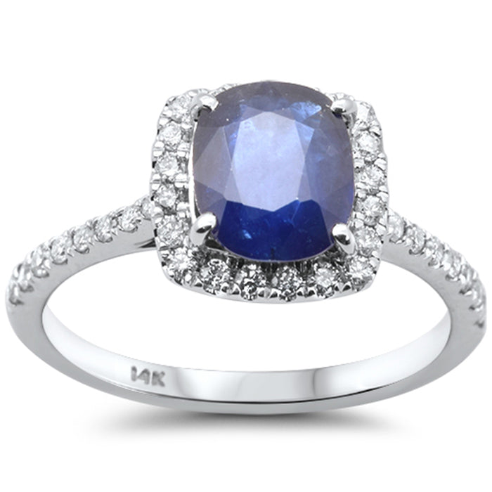SPECIAL! 2.23ct G SI 14K White Gold Diamond & Blue Sapphire Gemstone Ring Size 6.5