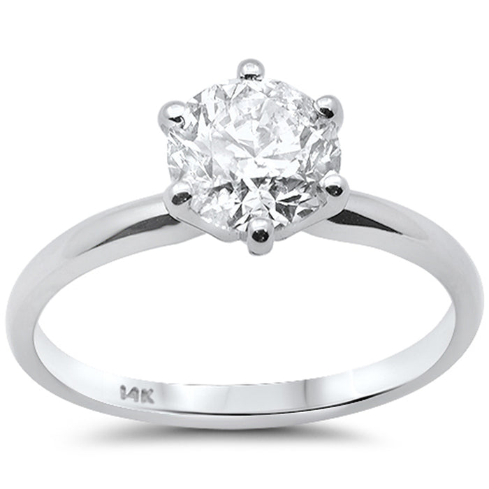 SPECIAL! 1.33ct G SI 14K White Gold Round Diamond Solitaire Engagement Ring Size 6.5